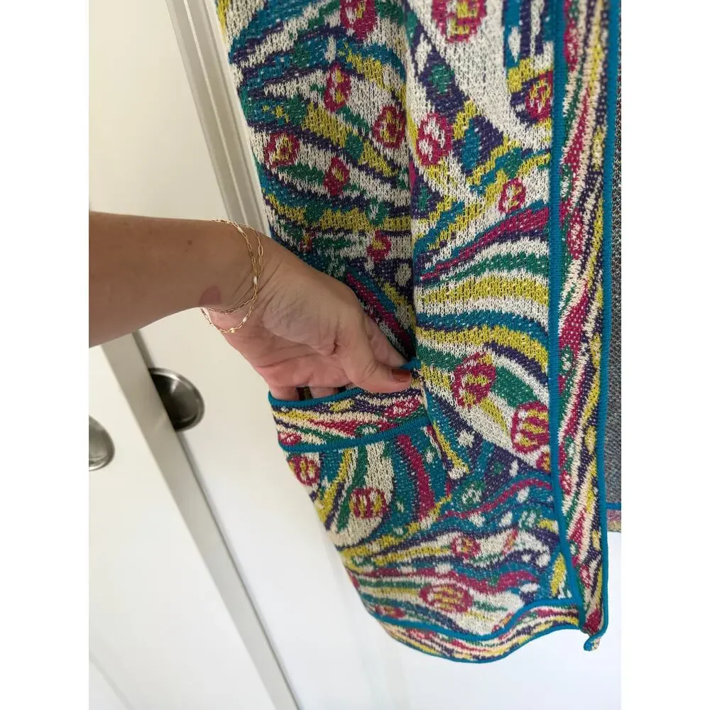 Missoni For Nordstrom Vintage Knit Double Pocket Swirl Vest Cardigan US 12